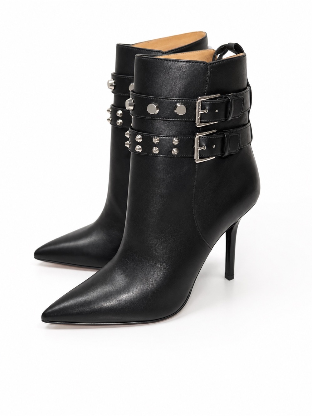 MICHAEL Michael Kors Black Pointed-Toe Studded Ankle Boots